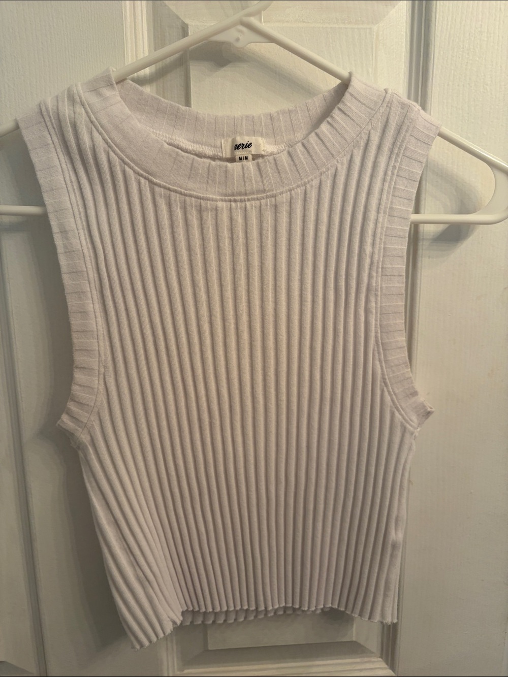 aerie White Ribbed Crop Tank